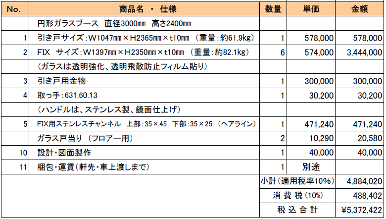 円形ガラスブース