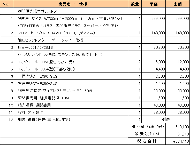 瞬間調光浴室ガラスドア